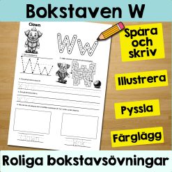 Bokstaven W: Arbetsblad med roliga och varierande övningar