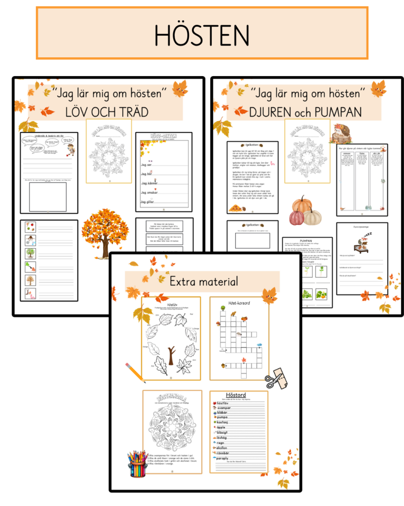 ”Jag lär mig om hösten” (11 olika arbetsblad)