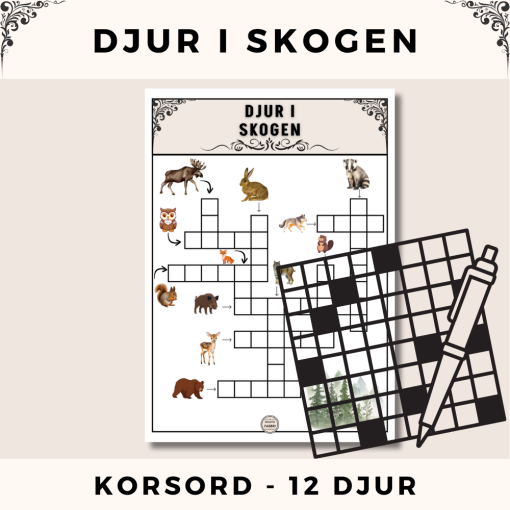 Korsord - Djur i Skogen