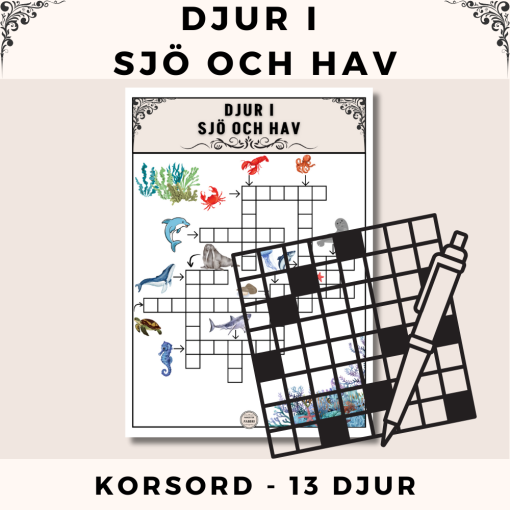 Korsord - Djur i sjö och hav