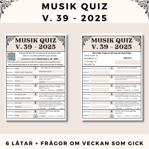 Musik Quiz med Nutidsfrågor | v. 39 - 2025