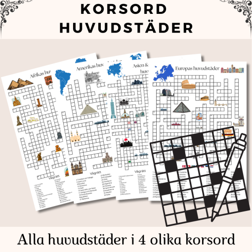 Korsord med alla världens huvudstäder [Paket]