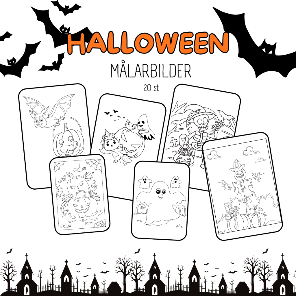 Halloween målarbilder – 20 st