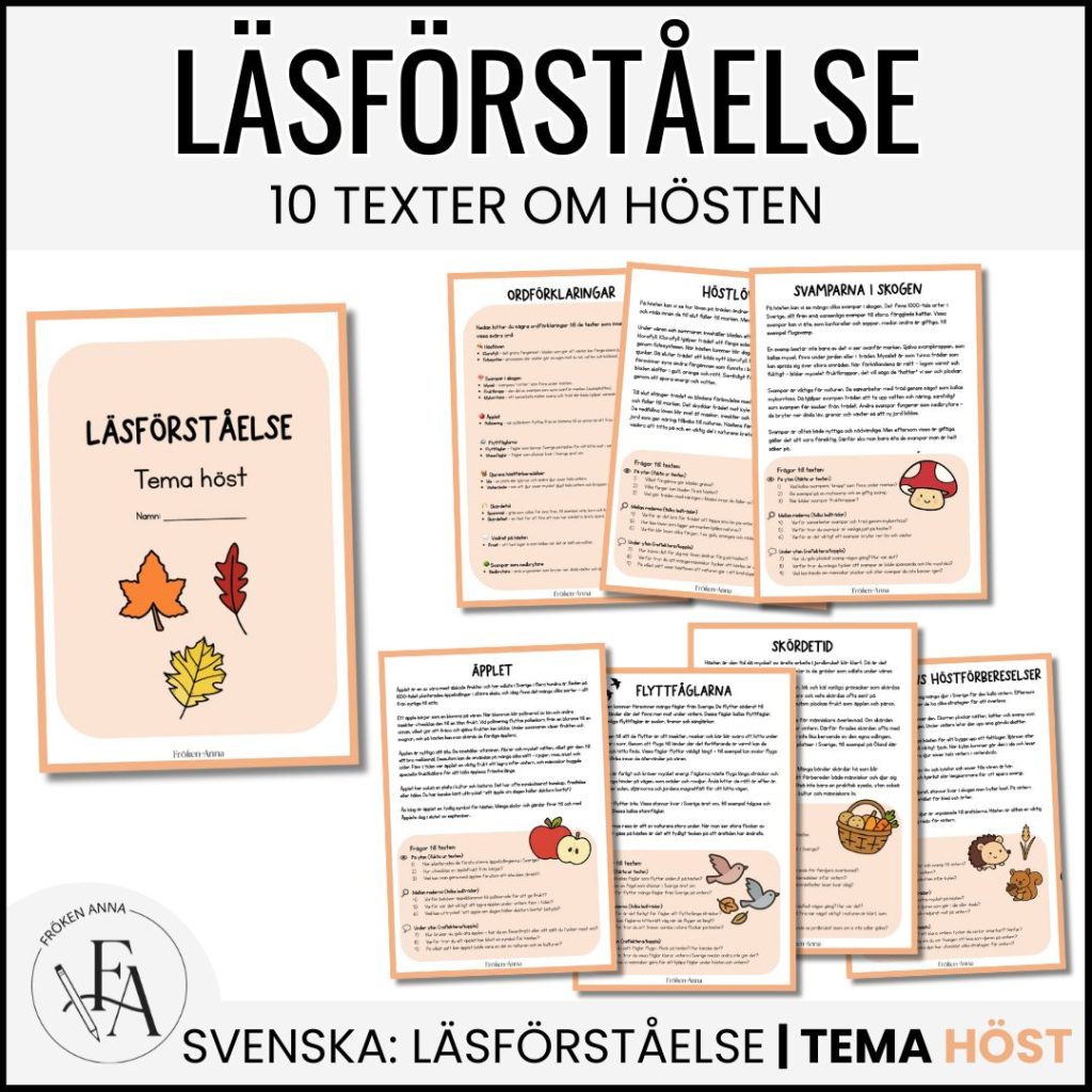 Läsförståelse 10 texter | Tema höst