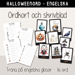 Halloween – glosor – Halloweenord på engelska Flashcards och skrivblad