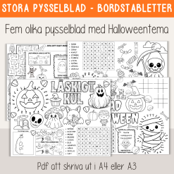 Halloween - Stora pysselblad A3 - Fem olika