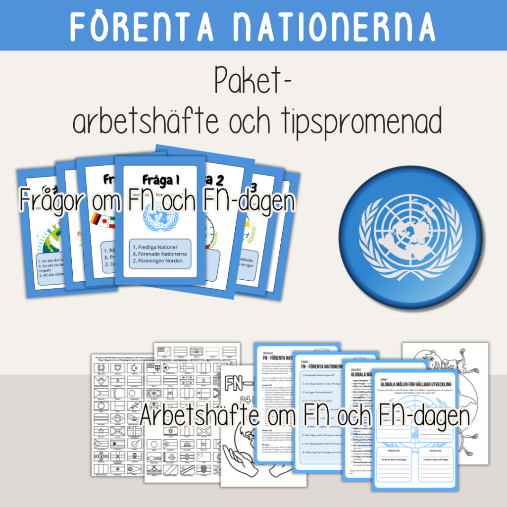 FN-dagen – Förenta Nationerna – Paket – Arbetshäfte och tipspromenad
