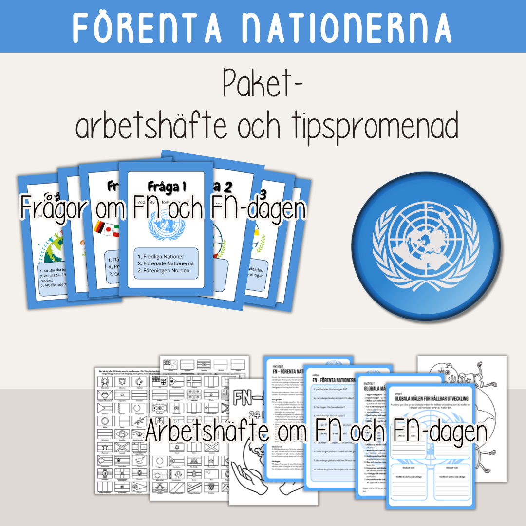 FN-dagen - Förenta Nationerna - Paket - Arbetshäfte och tipspromenad