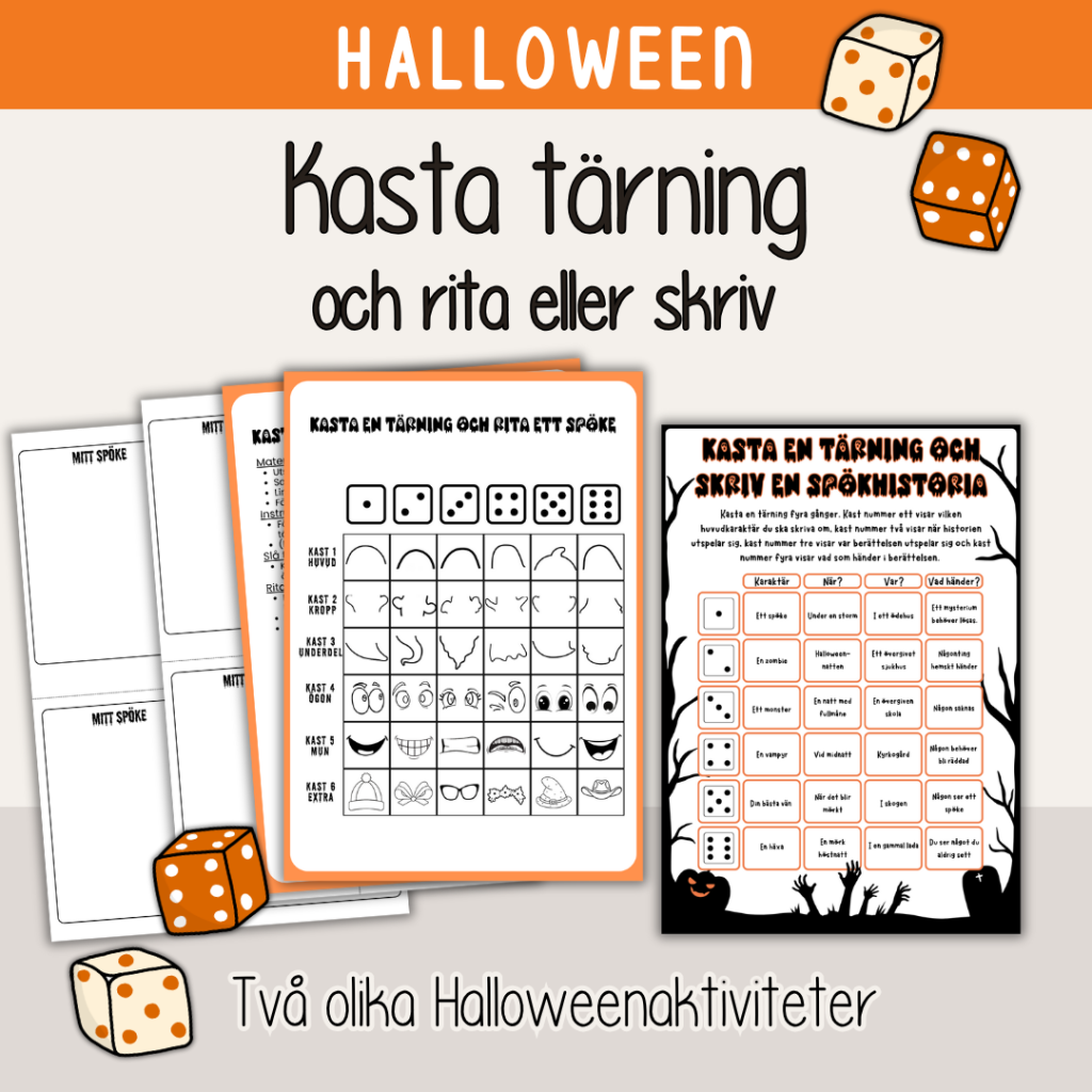 Halloween – Kasta tärning och skriv eller rita