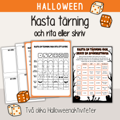 Halloween - Kasta tärning och skriv eller rita