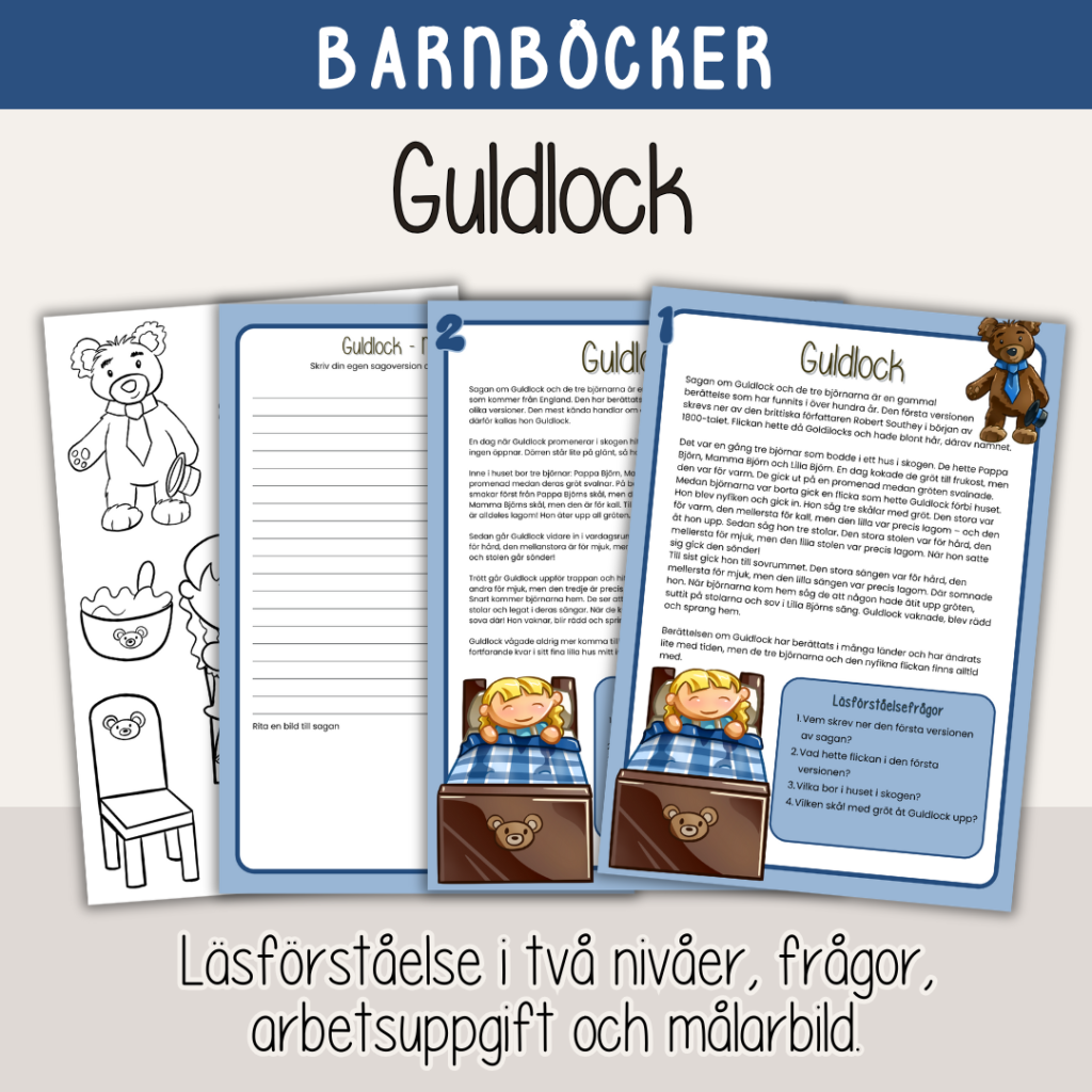 Barnboksveckan – Klassiska sagor – Sagan om Guldlock – Läsförståelse