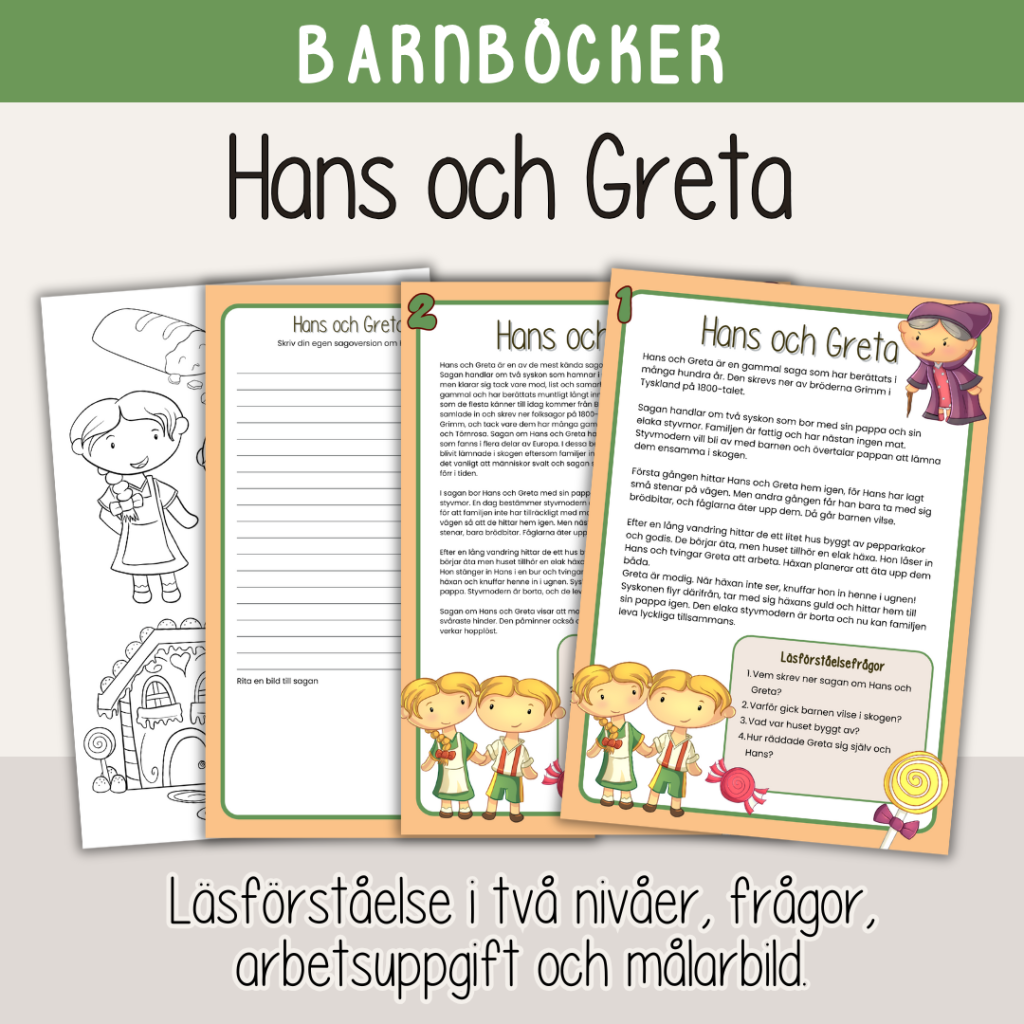 Barnboksveckan – Klassiska sagor – Sagan om Hans och Greta – Läsförståelse