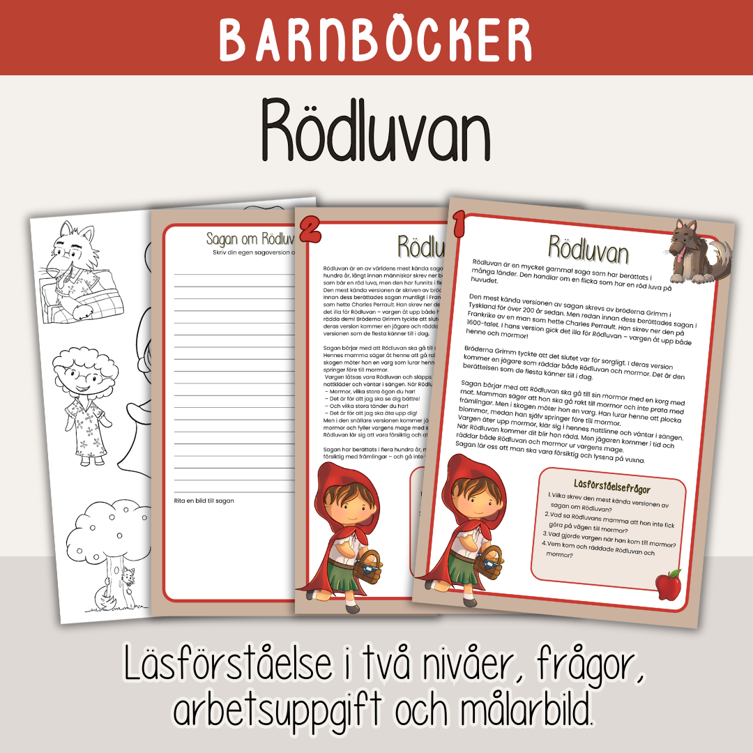 Barnboksveckan - Klassiska sagor - Sagan om Rödluvan - Läsförståelse