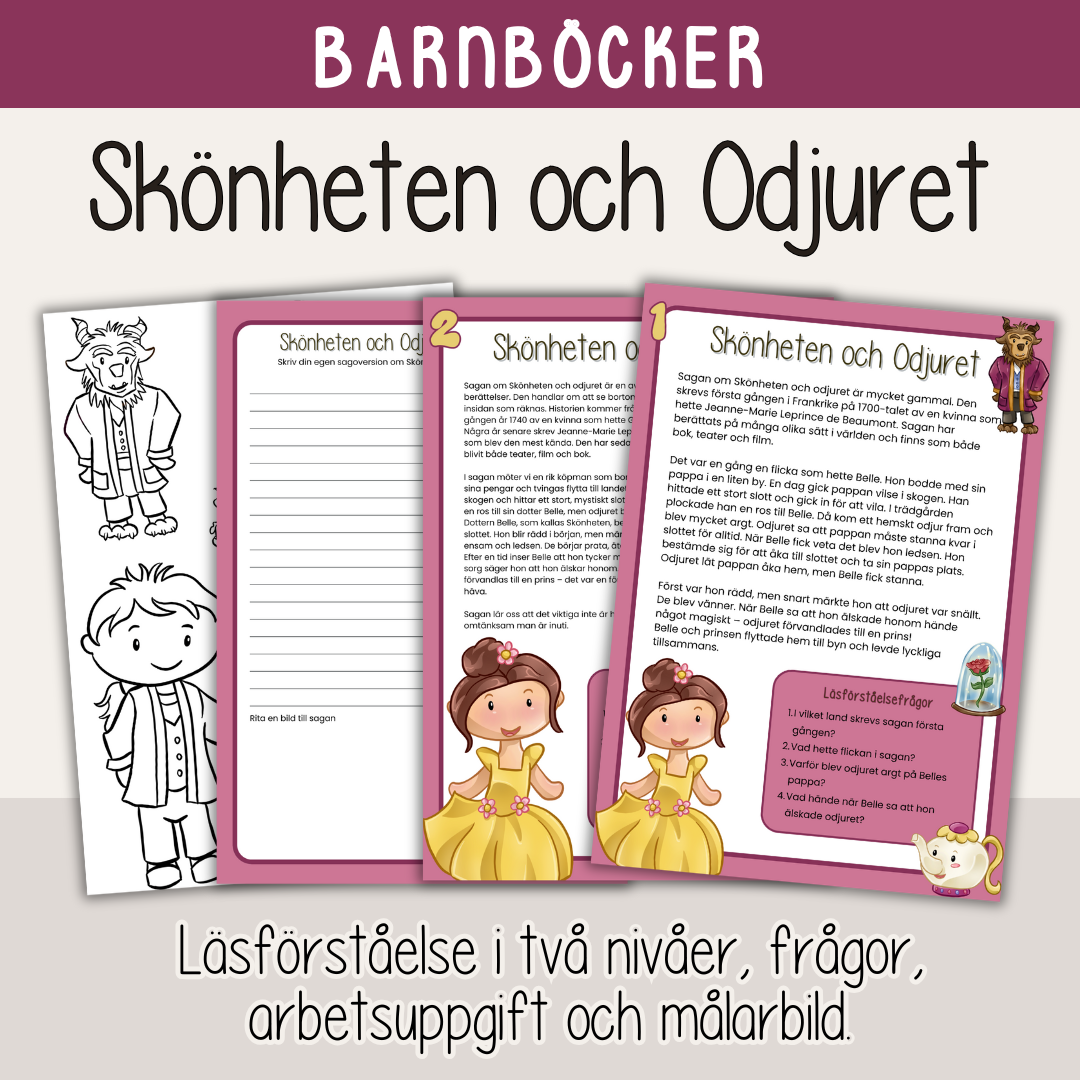 Barnboksveckan - Klassiska sagor - Skönheten och Odjuret - Läsförståelse