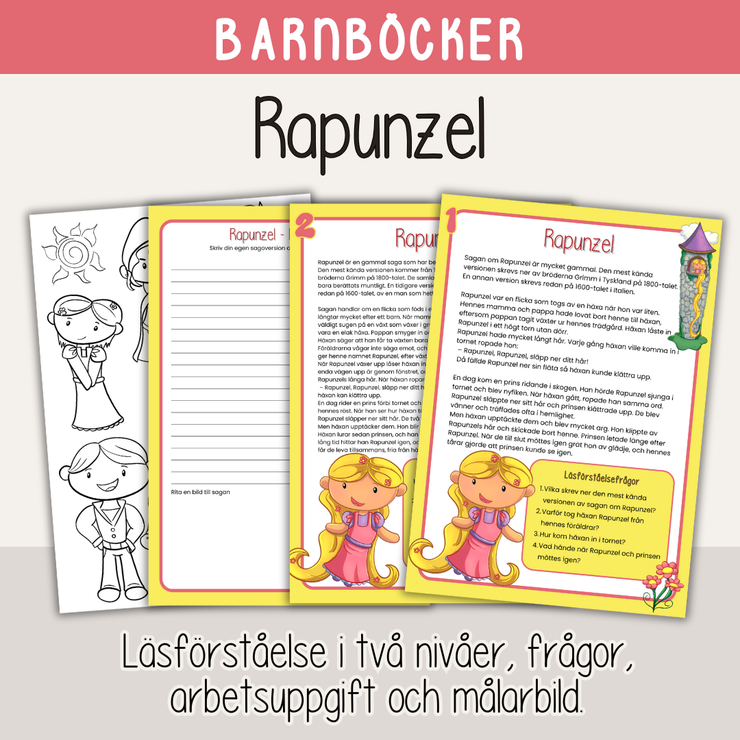 Barnboksveckan - Klassiska sagor - Rapunzel - Läsförståelse