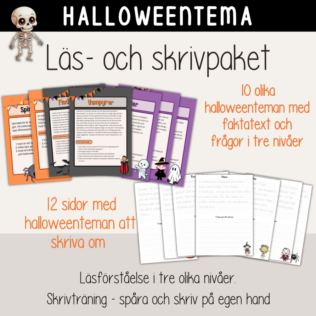 Halloween – Läs- och skrivpaket med Halloweentema