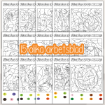 Halloween . Färglägg efter nummer – 15 bilder - bild 2