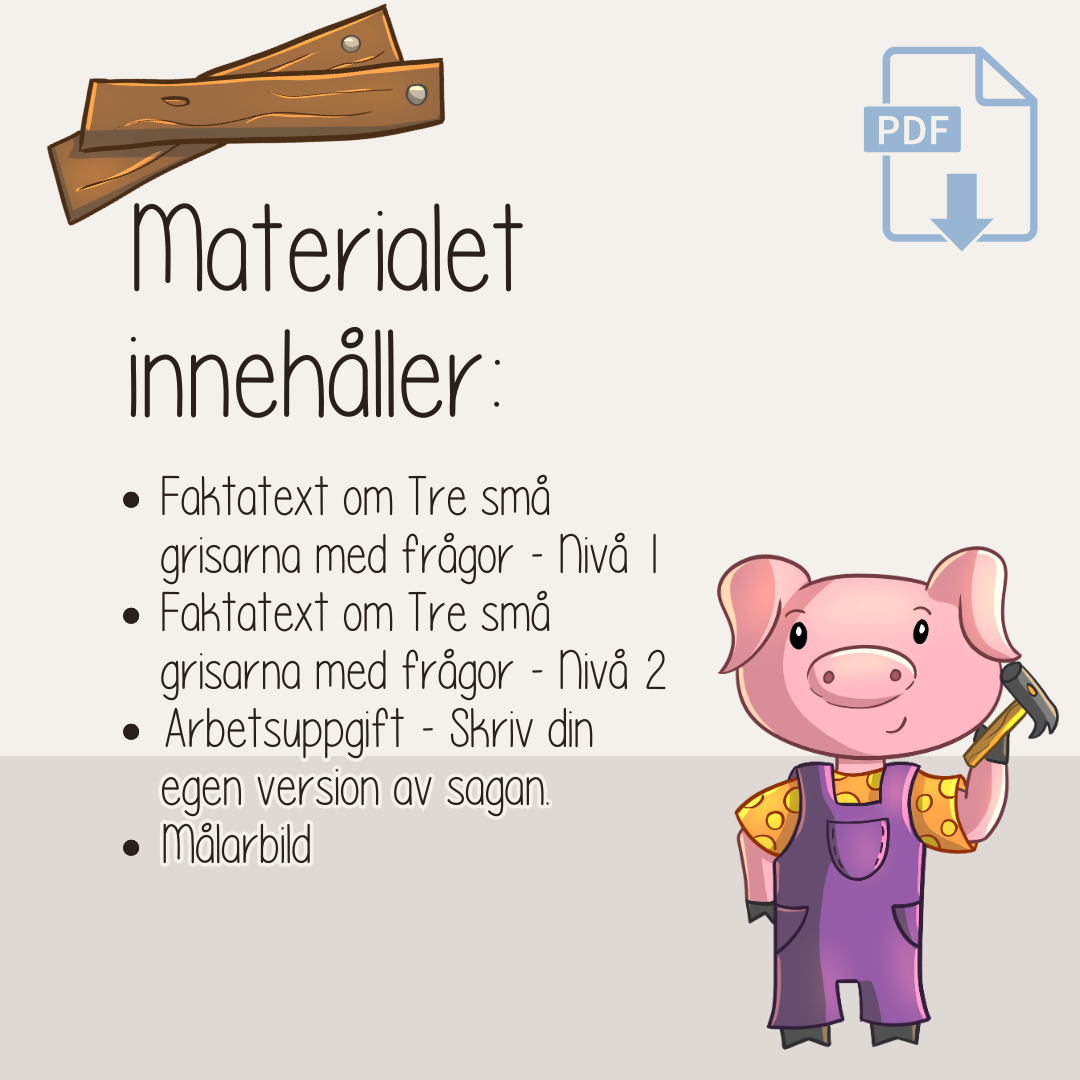 Barnboksveckan - Klassiska sagor - Sagan om Tre små grisar - Läsförståelse