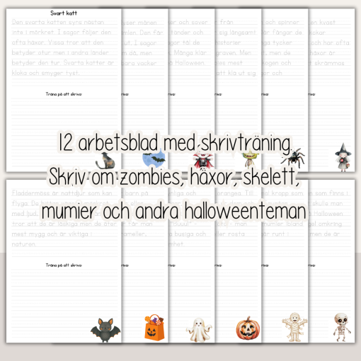 Halloween - Skrivträning med Halloweentema