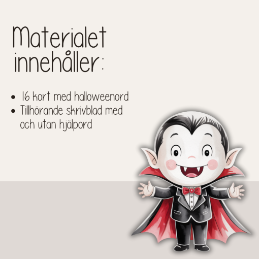 Halloween - Ordkort och skrivblad - Träna på orden - Läs, skriv och spåra