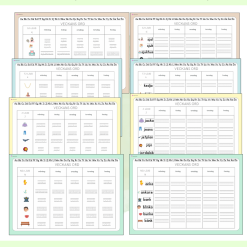 Veckans ord (j-ljud, sj-ljud, ng-ljud och tj-ljud) -skrivträning