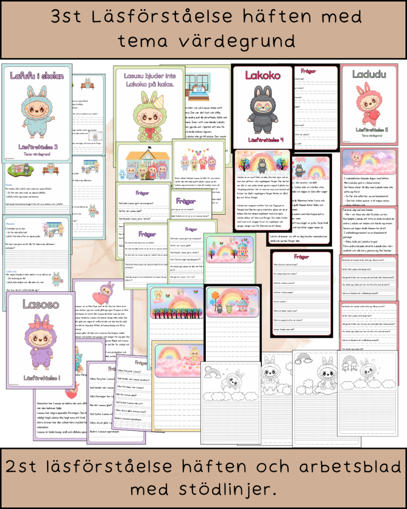 Söta monster-Läsförståelsetexter med tema värdegrund