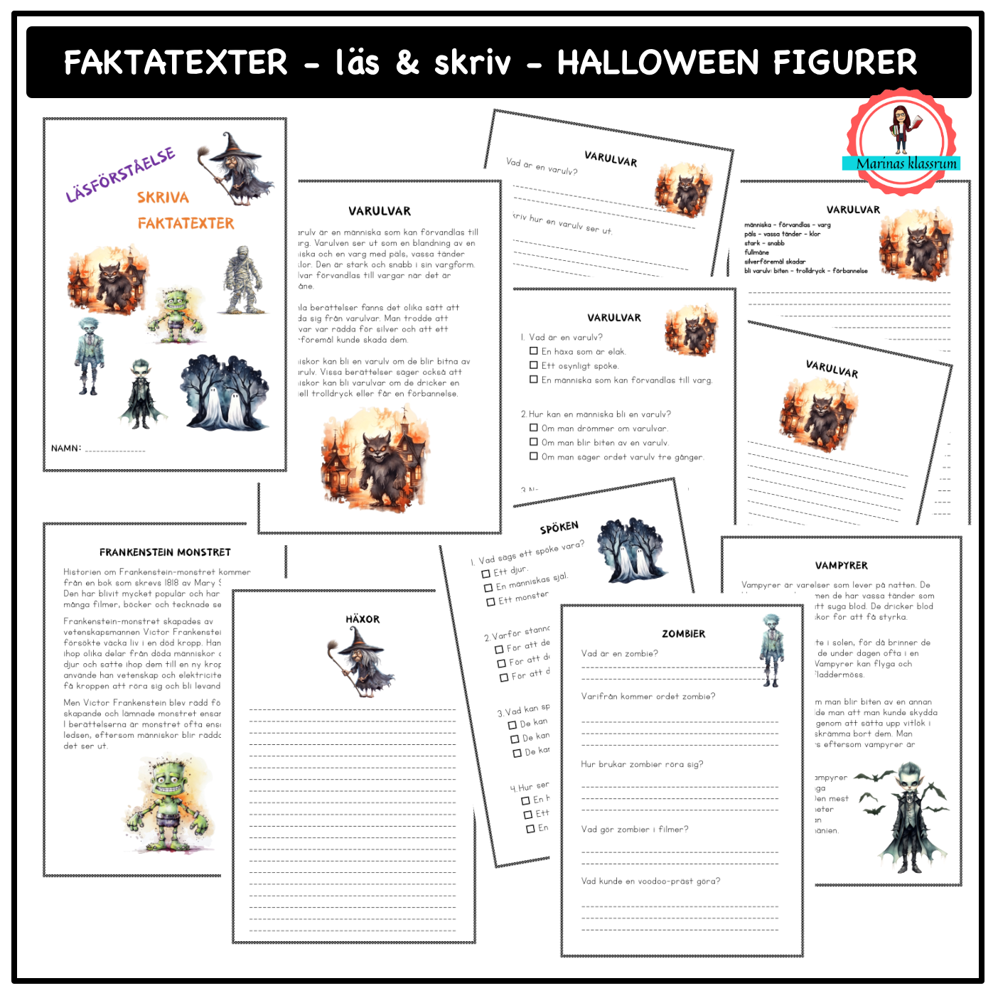 Faktatexter - läs & skriv - Halloween figurer
