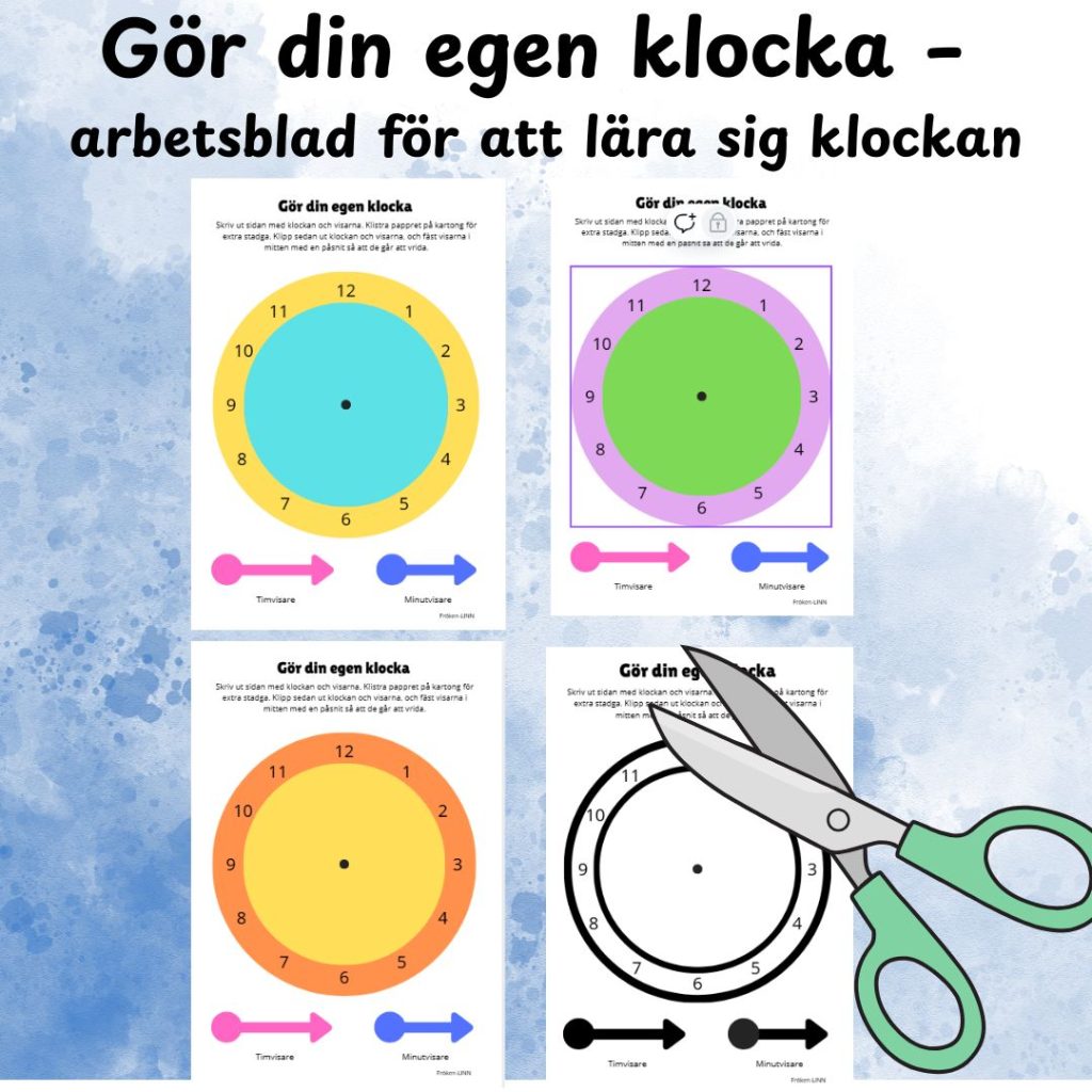 Gör din egen klocka – arbetsblad för att lära sig klockan