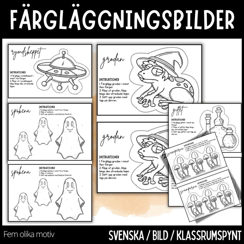 Halloween – 5 motiv – klassrumsdekoration