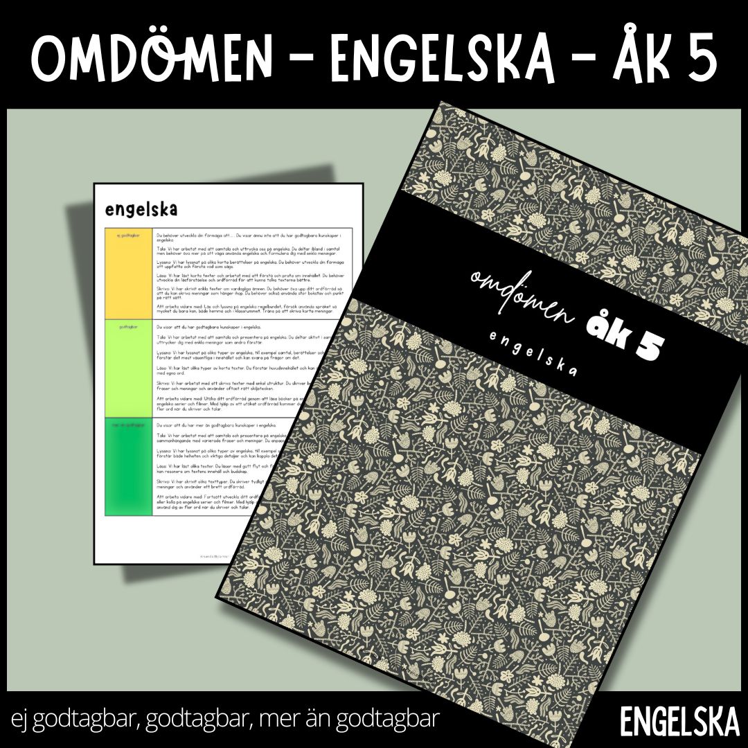 Färdiga omdömen - åk 5 - engelska