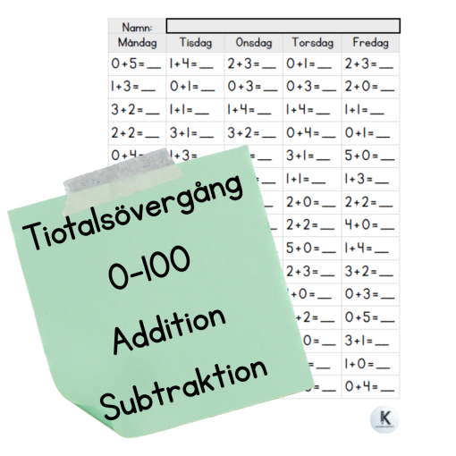 Tiotalsövergång 0-100 Addition och subtraktion