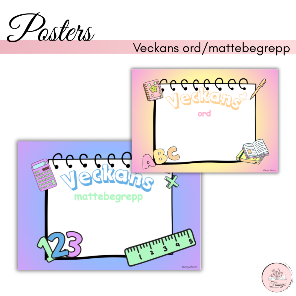 Posters: Veckans ord/mattebegrepp