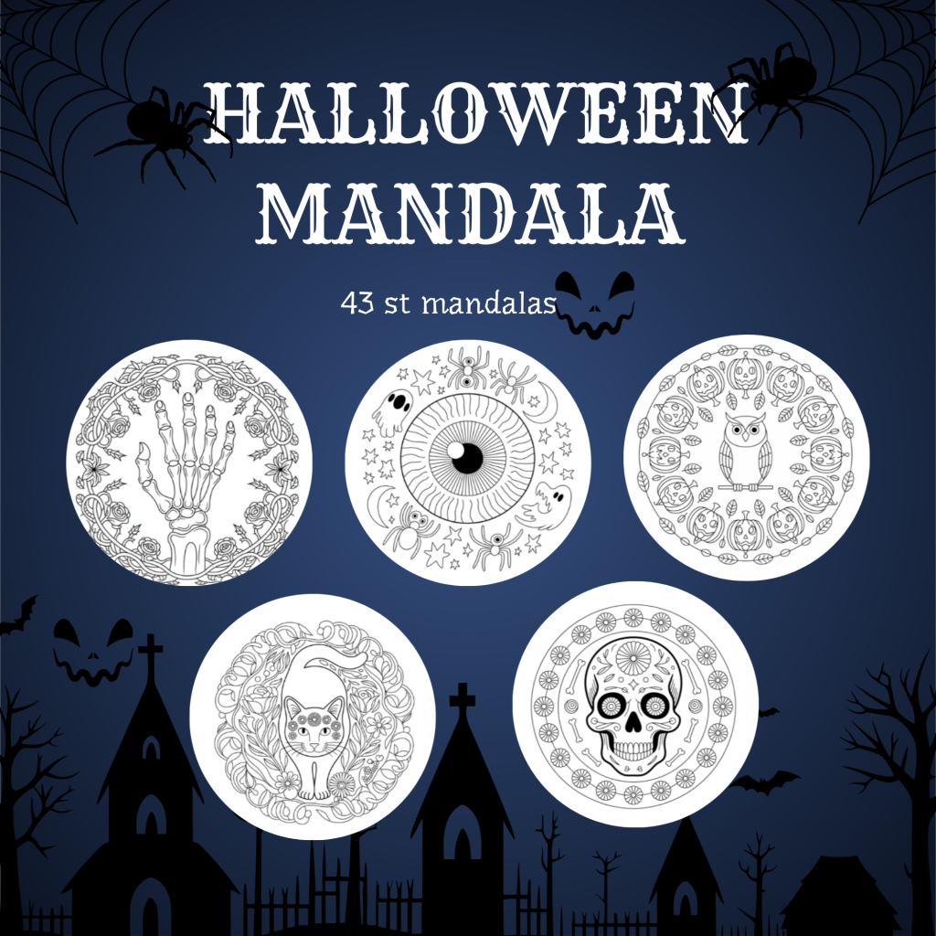 Halloween mandalas – 43 magiska motiv att färglägga