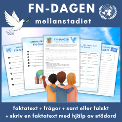 Faktatext om FN-dagen – läsförståelse och skrivträning för mellanstadiet!