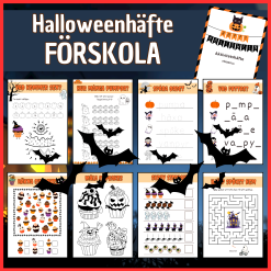 Halloween aktivitetshäfte för förskola, 8 sidor