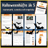 Halloween åk 5, matematik, svenska och engelska, 8 sidor