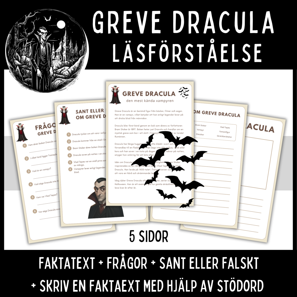 Bitande faktatext om greve Dracula! Passar åk 4 – ca 7.