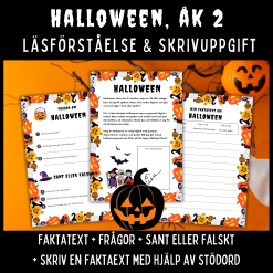 Fakta om Halloween – läsförståelse och skrivuppgift för åk 2!