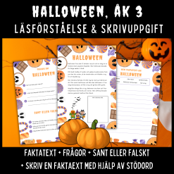 Fakta om Halloween – läsförståelse och skrivuppgift för åk 3!
