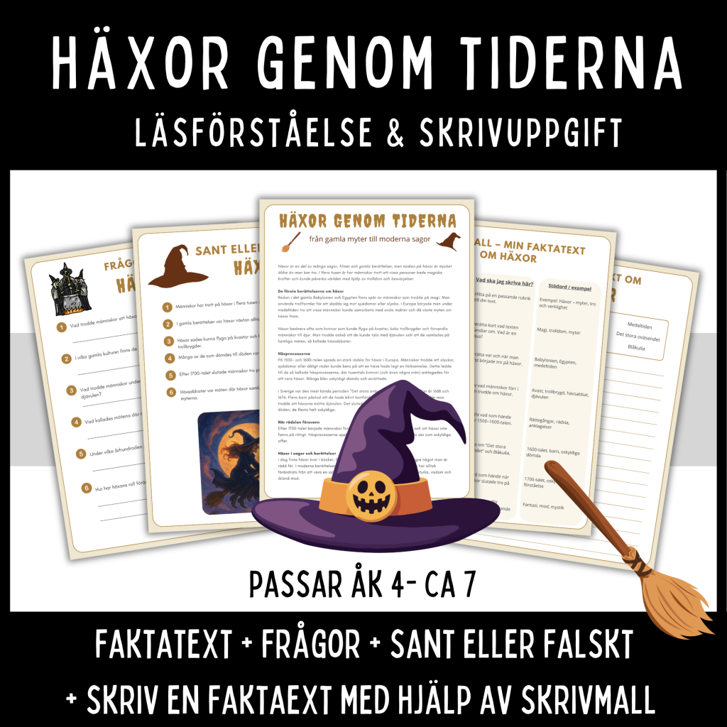 Faktatext om häxor – läsförståelse och skrivträning, åk 4 – ca 7