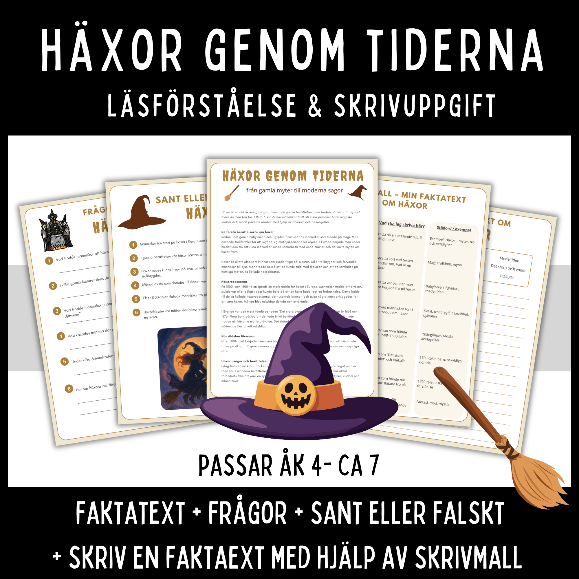 Faktatext om häxor – läsförståelse och skrivträning, åk 4 - ca 7