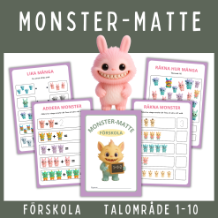 Halloween: Monster-matte för förskola, 4 arbetsblad, talområde 1-10
