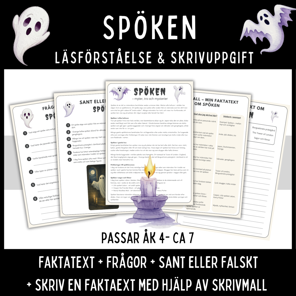 Faktatext om spöken – läsförståelse och skrivträning, åk 4 – ca 7