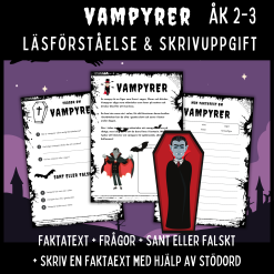 Fakta om Vampyrer – läsförståelse och skrivuppgift för åk 2–3!
