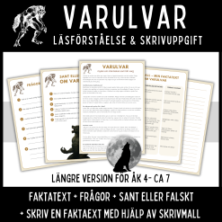 Varulvar – läsförståelse och skrivuppgift med hjälp av skrivmall, åk 4 - ca 7