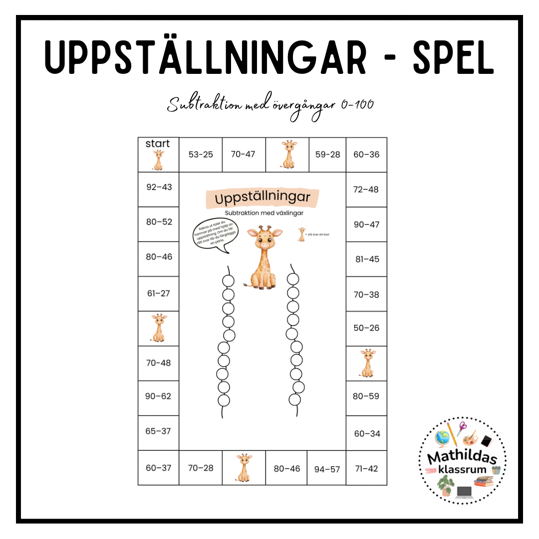 Uppställningar - spel (subtraktion 0-100)