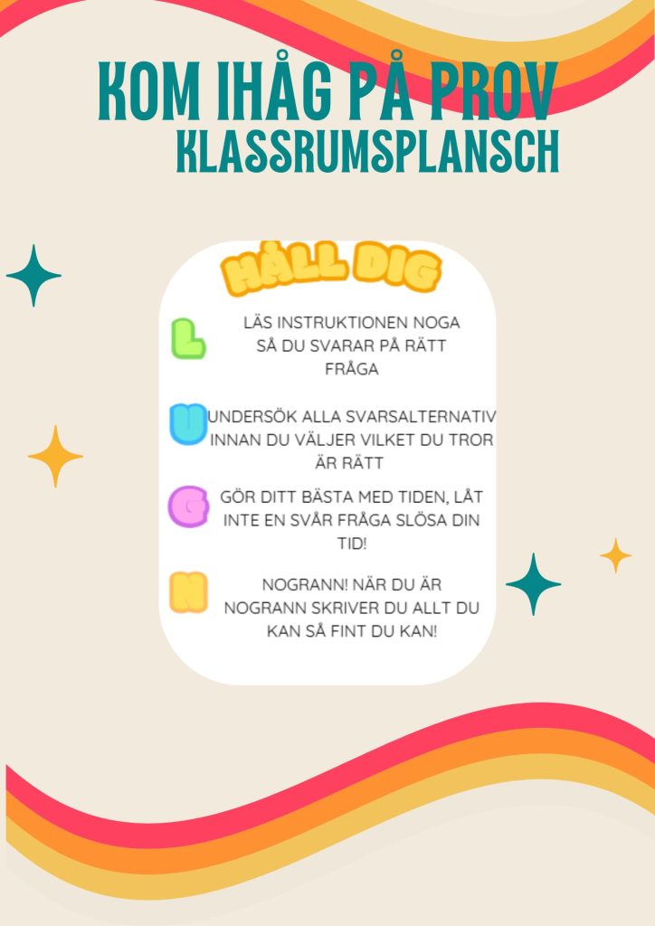 Tips för prov – plansch