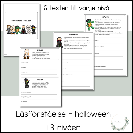 Läsförståelse - halloween 3 nivåer