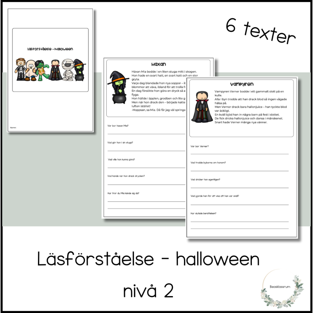 Läsförståelse – halloween nivå 2