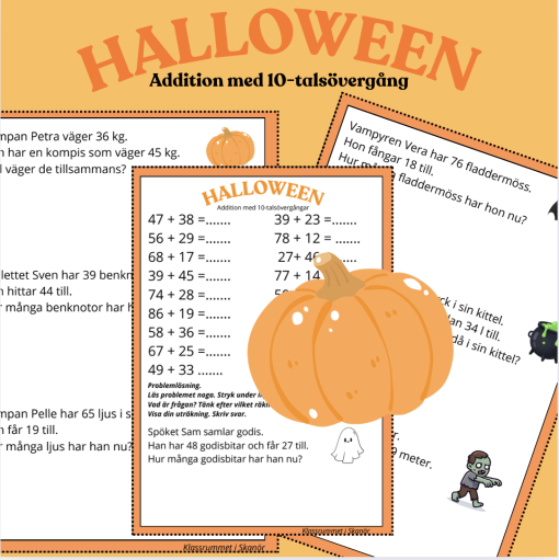 Halloween - Addition med 10-talsövergång 0-100
